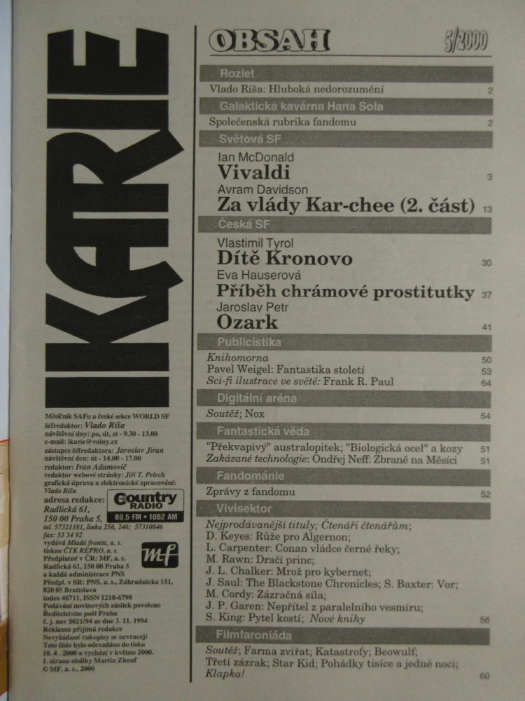 IKARIE, MĚSÍČNÍK SCIENCE FICTION, 5/2000, **an 