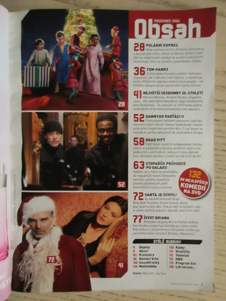 FILMOVÝ ČASOPIS PREMIERE, DANNYHO PARŤÁCI II, B. PITT, T. HANKS, M. MONROE, PROSINEC/2004