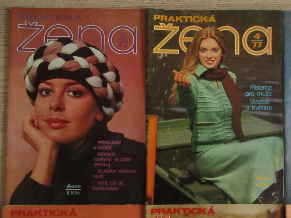 8X ČASOPIS PRAKTICKÁ ŽENA, R. 1977 A 1980, HÁČKOVÁNÍ, ODĚVY, MÓDA, **an
