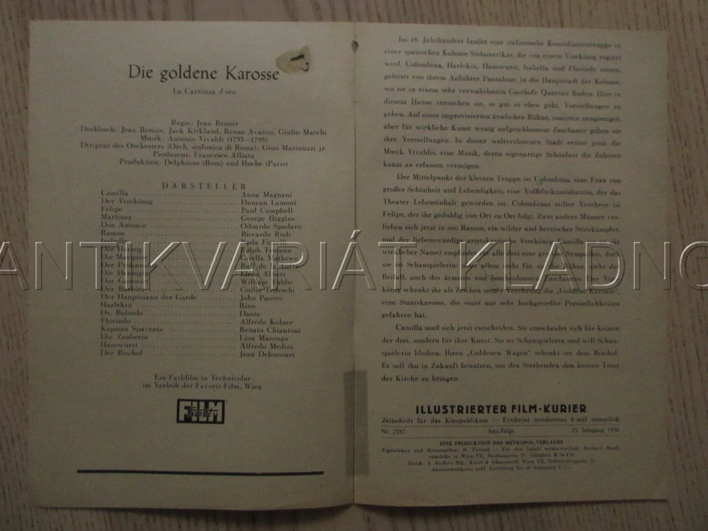 ZLATÝ KOČÁR, A. MAGNANI, D. LAMONT, P. CAMPBELL, FILM FR, FILM KURIER VBŠ Č. 2587