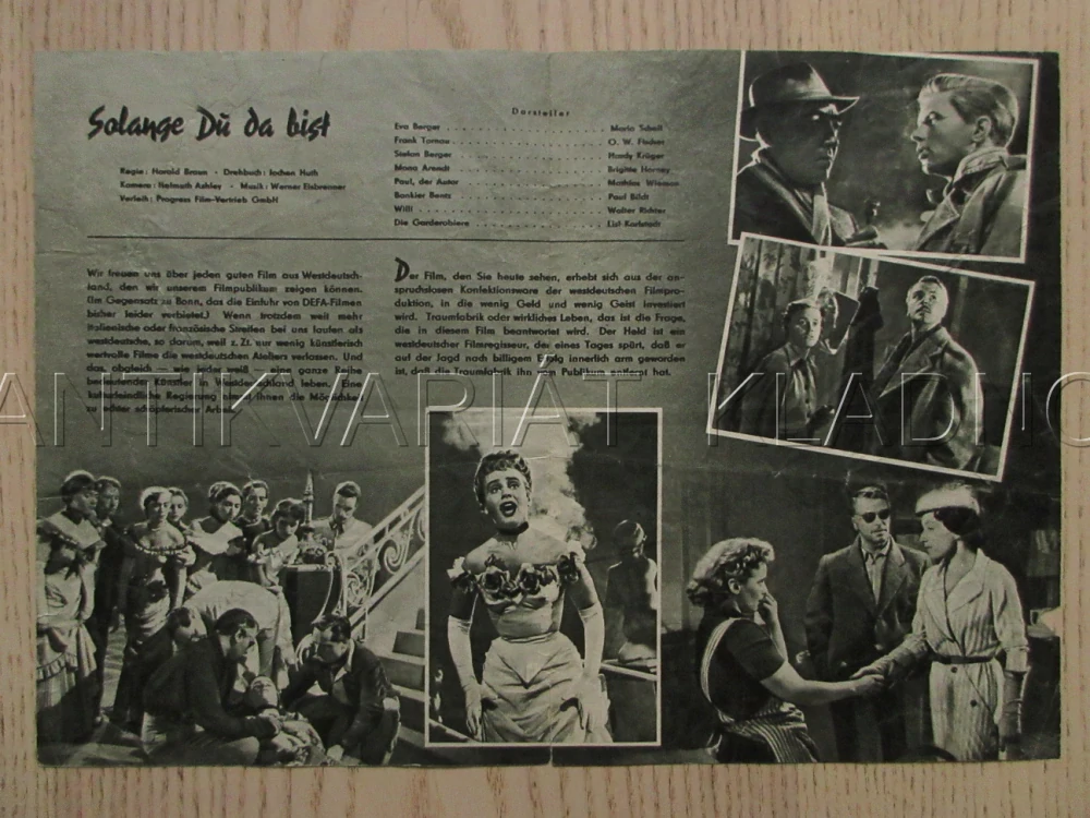 SOLANGE DU DA BIST, M. SCHELL, O. W. FISCHER, H. KRÜGER, FILM SRN, FILM KURIER VBŠ Č. 35/54