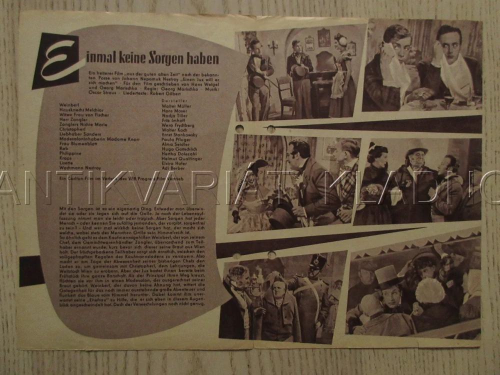 EIN MAL KEINE SORGEN HABEN, W. MÜLLER, H. MOSER, N. TILLER, FILM SRN, FILM KURIER VBŠ Č. 65/56