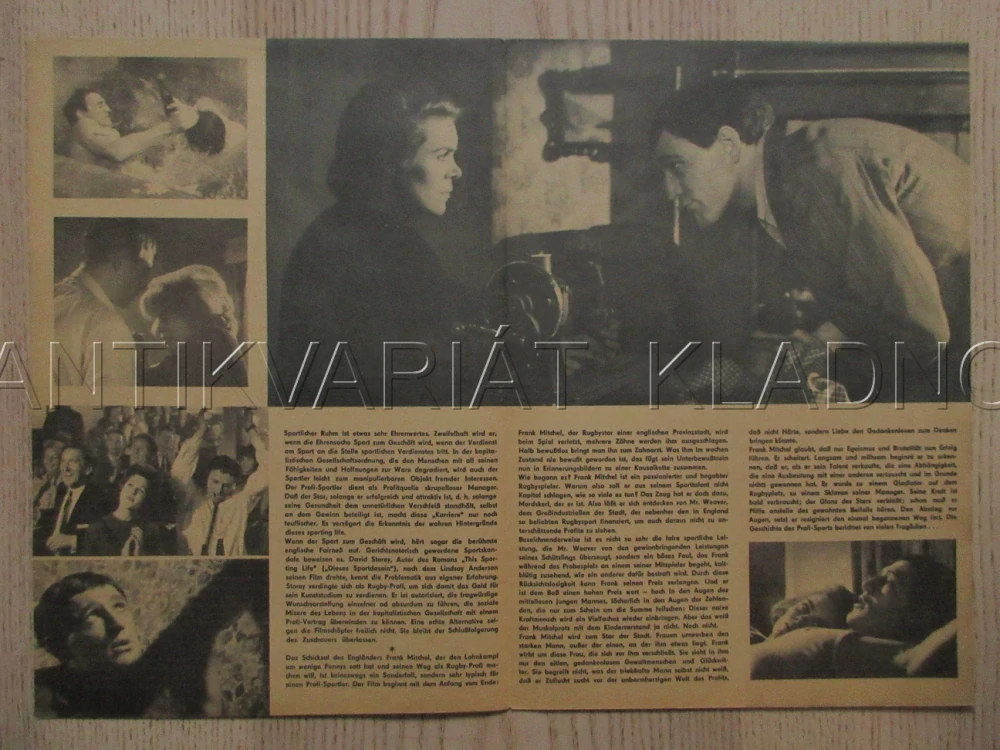 TEN SPORTOVNÍ ŽIVOT, R. HARRIS, R. ROBERTS, A. BADEL, FILM VB, FILM KURIER VBŠ Č. 24/67