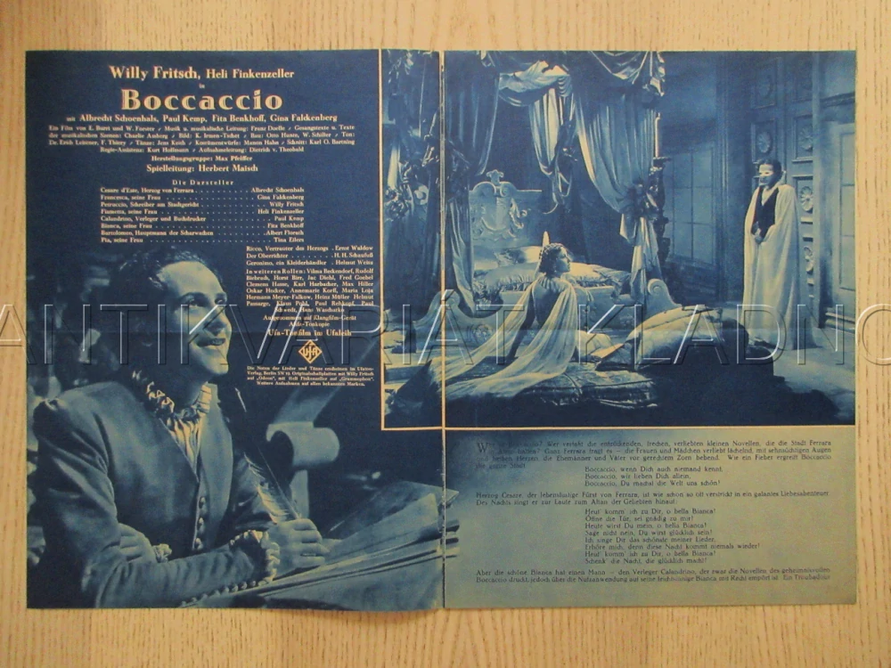 BOCCACCIO, A. SCHOENHALS, W. FRITSCH, P. KEMP, FILM SRN, FILM KURIER VBŠ Č. 2492