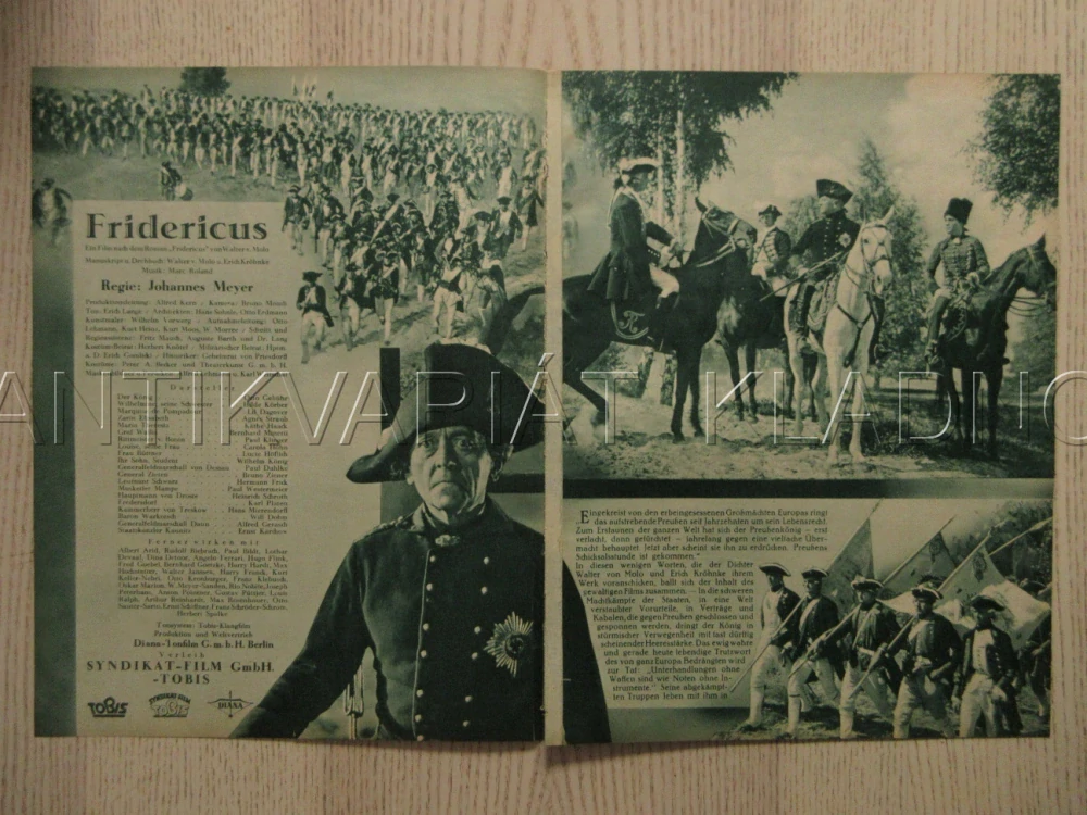 FRIDERICUS, O. GEBUHR, H. KORBER, LIL DAGOVER, FILM SRN, FILM KURIER VBŠ Č. 2558