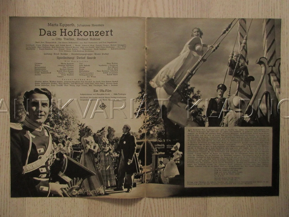 DAS HOFKONZERT, M. EGGERTH, H. HUBNER, E. JÜRGENSEN, FILM SRN, FILM KURIER VBŠ Č. 2579