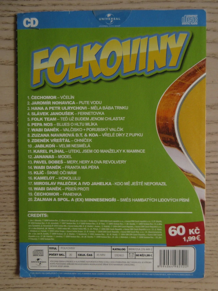 FOLKOVINY ANEB NEJLEPŠÍ VÝBĚR FOLKOVÝCH HITŮ S VTIPNÝMI TEXTY, CD HUDBA