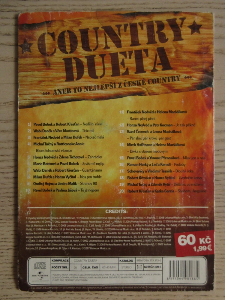 COUNTRY DUETA ANEB TO NEJLEPŠÍ Z ČESKÉ COUNTRY, CD HUDBA