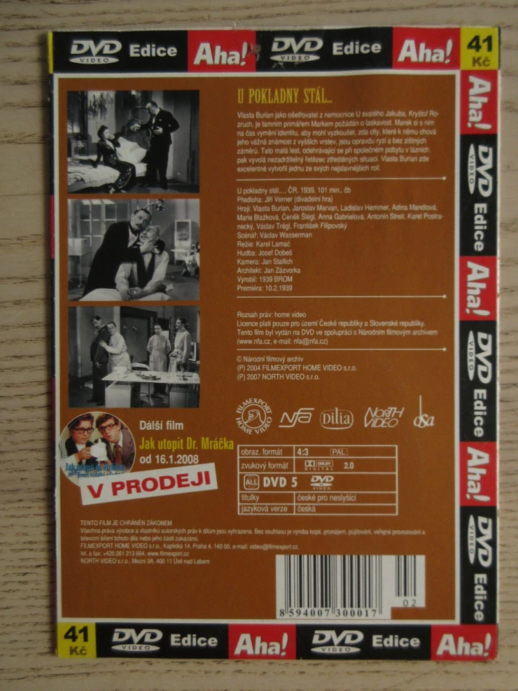 U POKLADNY STÁL..., V. BURIAN, J. MARVAN, DVD FILM ČR