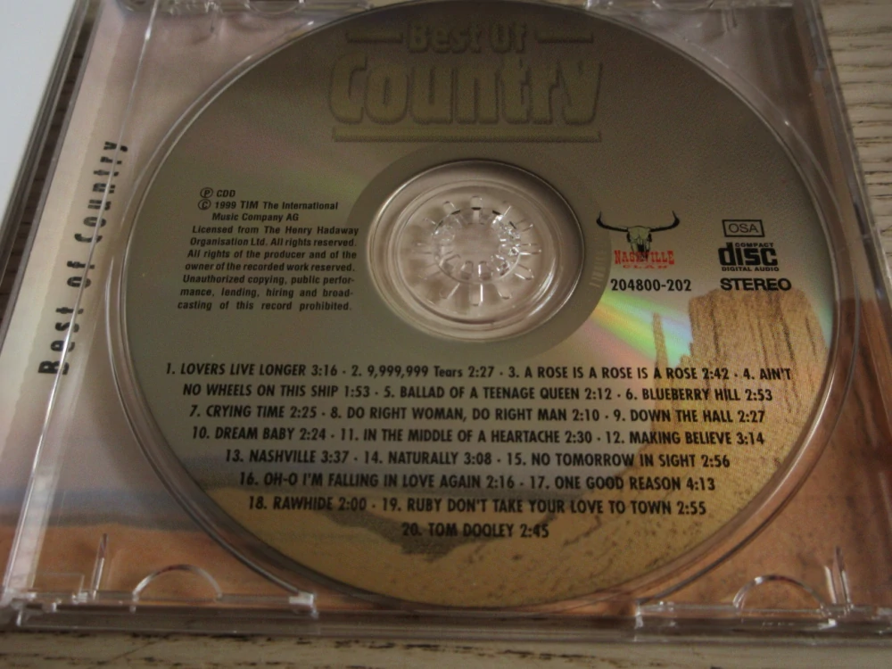 BEST OF COUNTRY, JOHNNY CASH, W. NELSON, B. MANDRELL, CD HUDBA