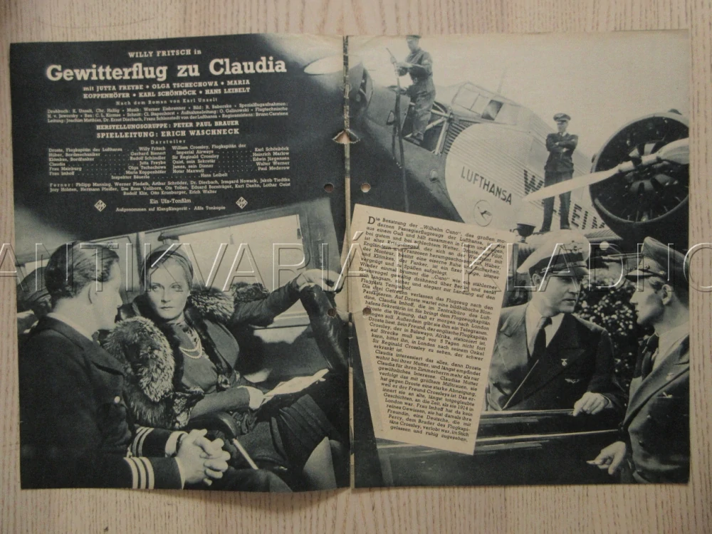 GEWITTERFLUG ZU CLAUDIA, W. FRITSCH, O. TSCHECHOWA, E. JÜRGENSEN, FILM NĚM. ŘÍŠE, FILM KURIER VBŠ Č. 2732
