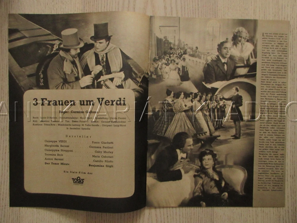 TŘI LÁSKY GIUSEPPA VERDIHO, F. GIACHETTI, G. PAOLIERI, B. GIGLI, FILM IT, FILM KURIER VBŠ Č. 2839