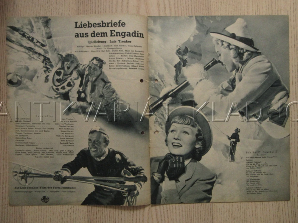 LIEBESBRIEFE AUS DEM ENGADIN, L. TRENKER, C. RUST, P. HEIDEMANN, FILM NĚM. ŘÍŠE, FILM KURIER VBŠ Č. 2848