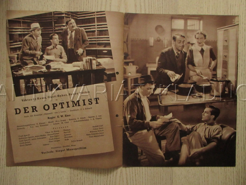 DER OPTIMIST, V. DE KOWA, H. PORTEN, E. ELSTER, FILM NĚM. ŘÍŠE, FILM KURIER VBŠ Č. 2873