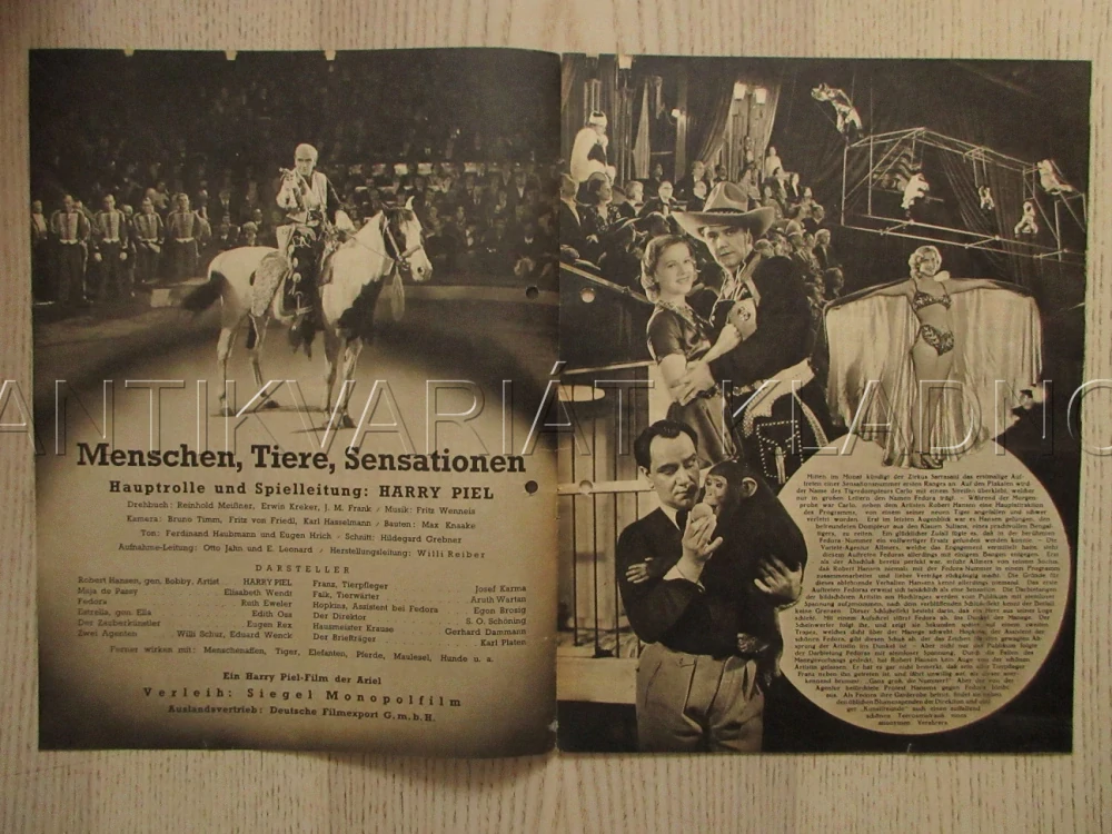 MENSCHEN, TIERE, SENSATIONEN, H. PIEL, E. WENDT, R. EWELER, FILM NĚM. ŘÍŠE, FILM KURIER VBŠ Č. 2875