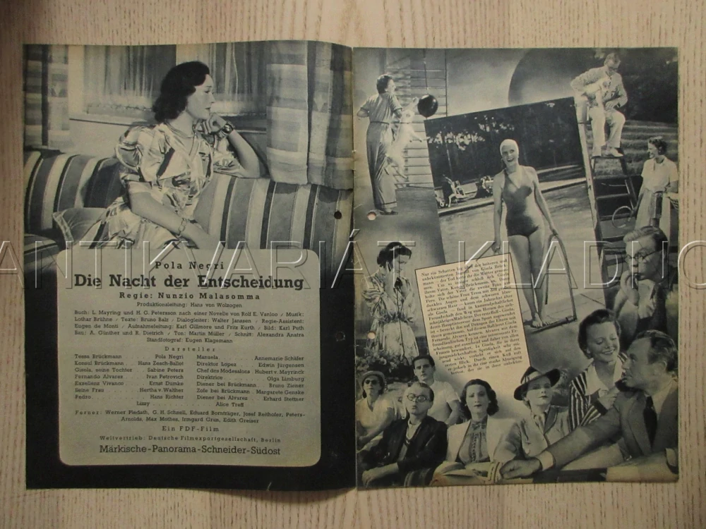 DIE NACHT DER ENTSCHEIDUNG, P. NEGRI, H. ZESCH-BALLOT, E. JÜRGENSEN, FILM NĚM. ŘÍŠE, FILM KURIER VBŠ Č. 2892
