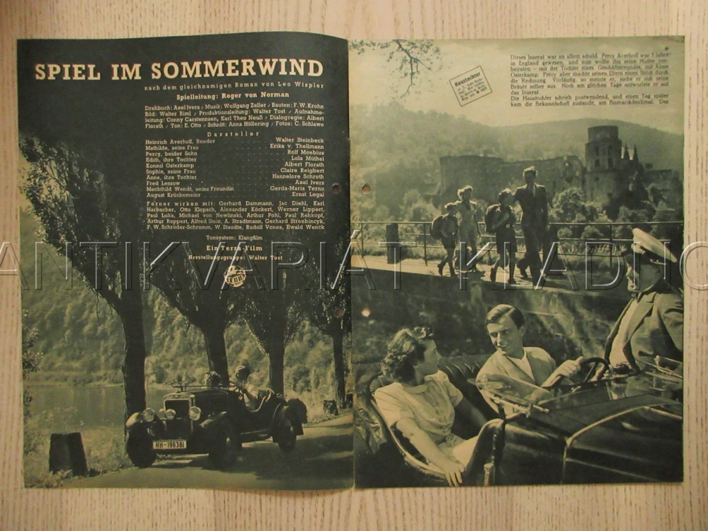 SPIEL IM SOMMERWIND, W. STEINBECK, E. V. THELLMANN, R. MOEBIUS, FILM NĚM. ŘÍŠE, FILM KURIER VBŠ Č. 2897