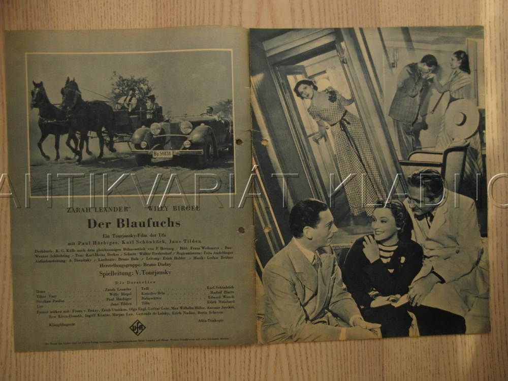 MODRÁ LIŠKA, Z. LEANDER, W. BIRGEL, P. HÖRBIGER, FILM NĚM. ŘÍŠE, FILM KURIER VBŠ Č. 2898