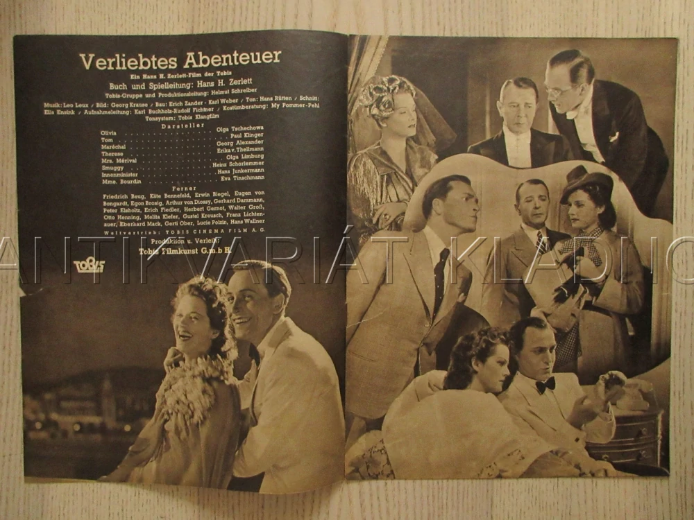 VERLIEBTES ABENTEUER, O. TSCHECHOWA, P. KLINGER, E. V. THELLMANN, FILM NĚM. ŘÍŠE, FILM KURIER VBŠ Č. 2899