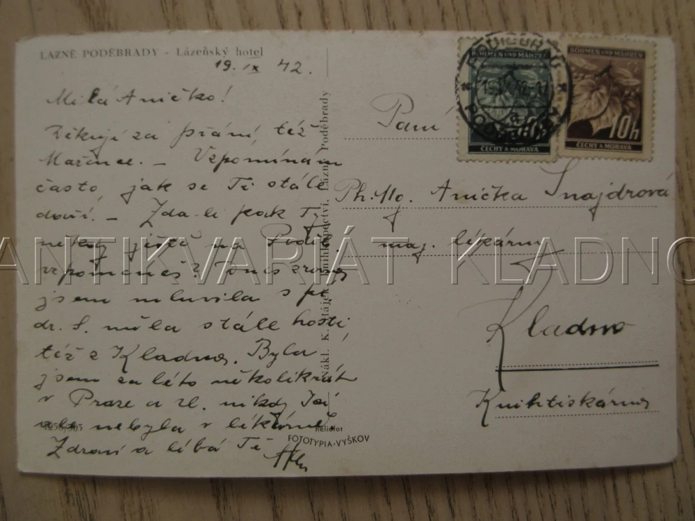 LÁZNĚ PODĚBRADY, LÁZEŇSKÝ HOTEL, OKRES NYMBURK, POHLEDNICE 1110