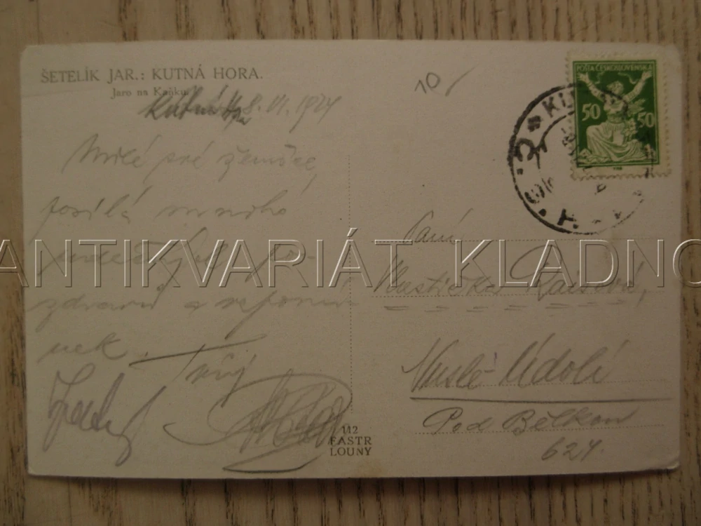 ŠETELÍK JAR.: KUTNÁ HORA, JARO NA KAŇKU, OKRES KUTNÁ HORA, POHLEDNICE 1112