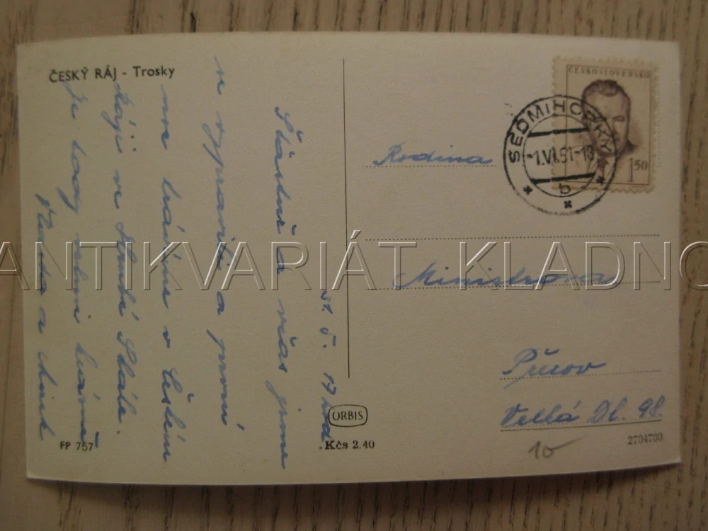 ČESKÝ RÁJ, TROSKY, OKRES SEMILY, POHLEDNICE 1128