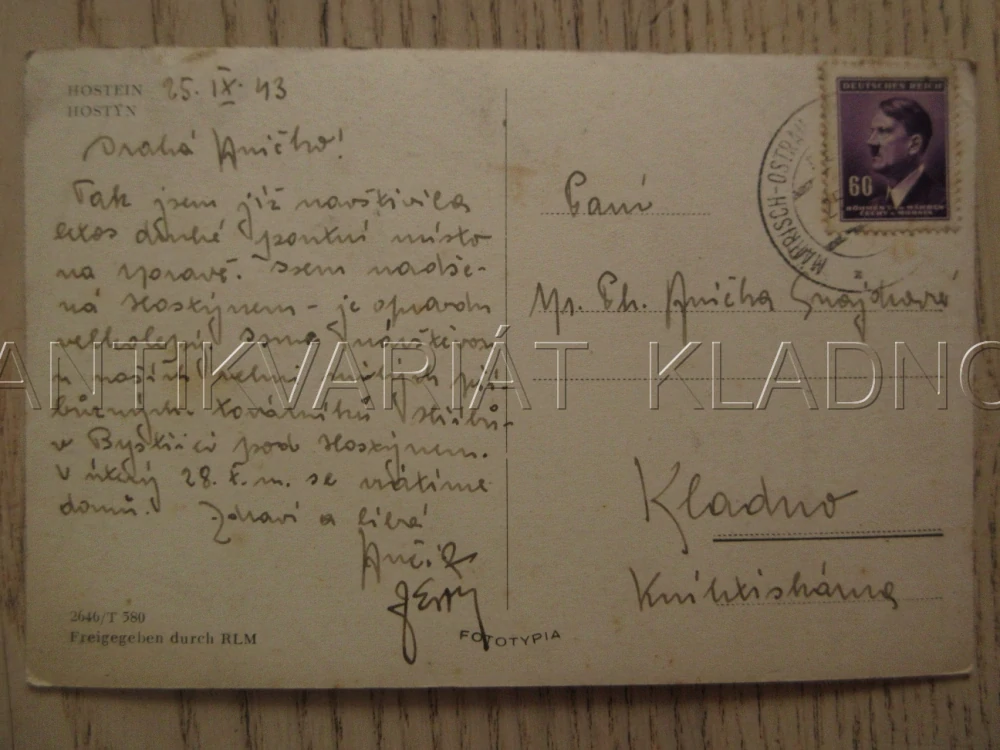 HOSTÝN, OKRES KROMĚŘÍŽ, POHLEDNICE 1138