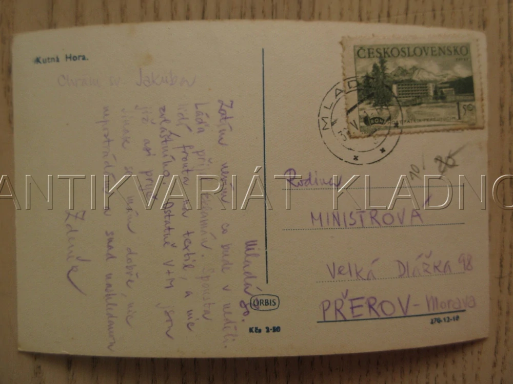 KUTNÁ HORA, KOSTEL SV. JAKUBA, OKRES KUTNÁ HORA, POHLEDNICE 1220