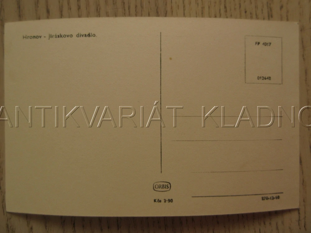 HRONOV, JIRÁSKOVO DIVADLO, KAŠNA, OKRES NÁCHOD, POHLEDNICE 1239