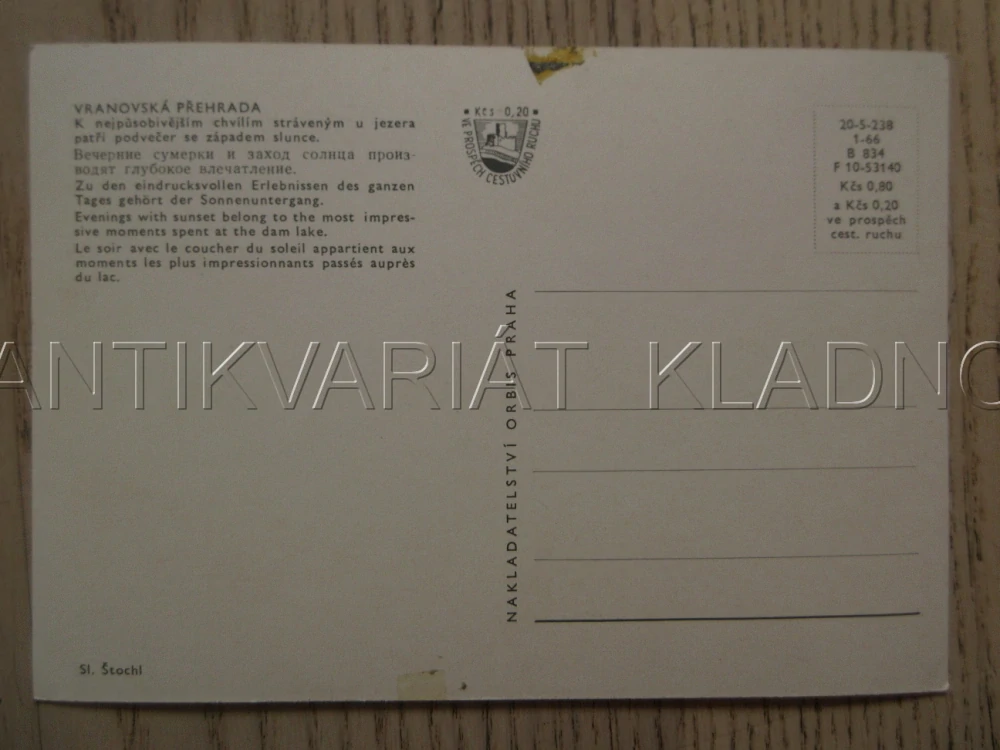 VRANOVSKÁ PŘEHRADA, ZÁPAD SLUNCE, OKRES ZNOJMO, POHLEDNICE 1259