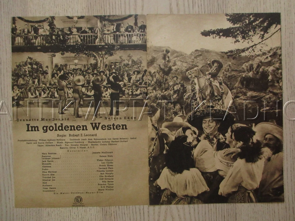 THE GIRL OF THE GOLDEN WEST, J. MACDONALD, N. EDDY, L. CARILLO, FILM USA, FILM KURIER VBŠ Č. 2904