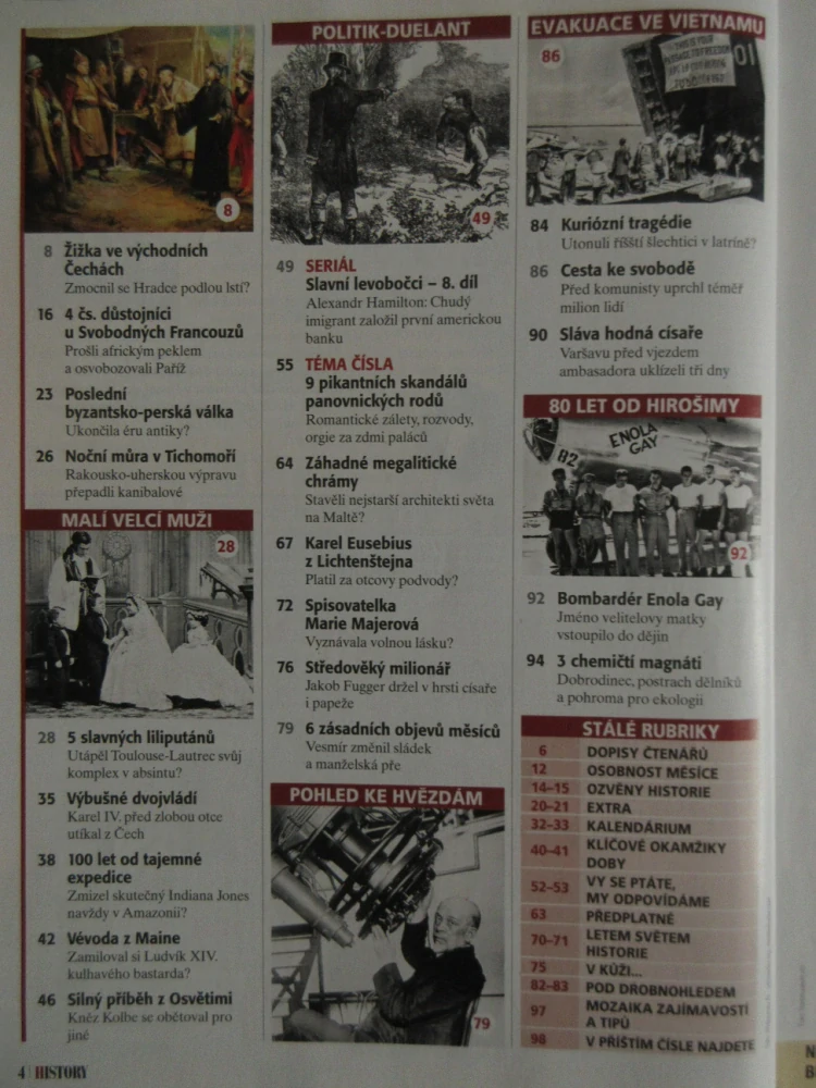 HISTORY REVUE 8/2025, ČASOPIS O HISTORII, 9 PIKANTNÍCH SKANDÁLŮ PANOVNICKÝCH RODŮ