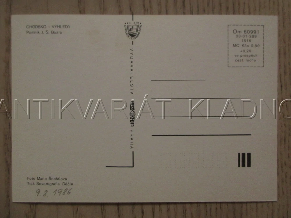 CHODSKO - VÝHLEDY, POMNÍK J. Š. BAARA, OKRES DOMAŽLICE, POHLEDNICE 1397