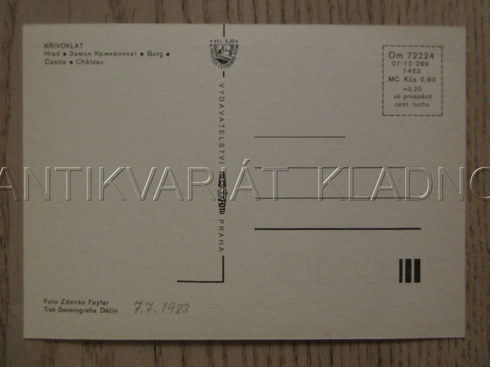 HRAD KŘIVOKLÁT, OKRES RAKOVNÍK, POHLEDNICE 1417