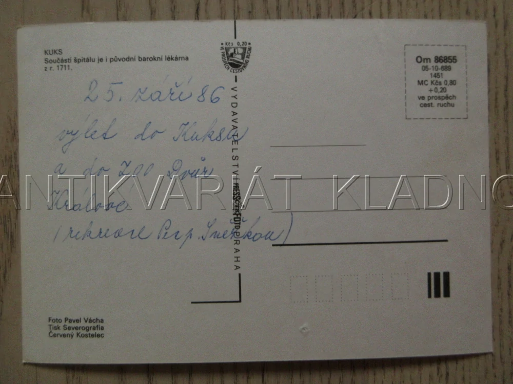 KUKS, BAROKNÍ LÉKÁRNA, OKRES TRUTNOV, POHLEDNICE 1434