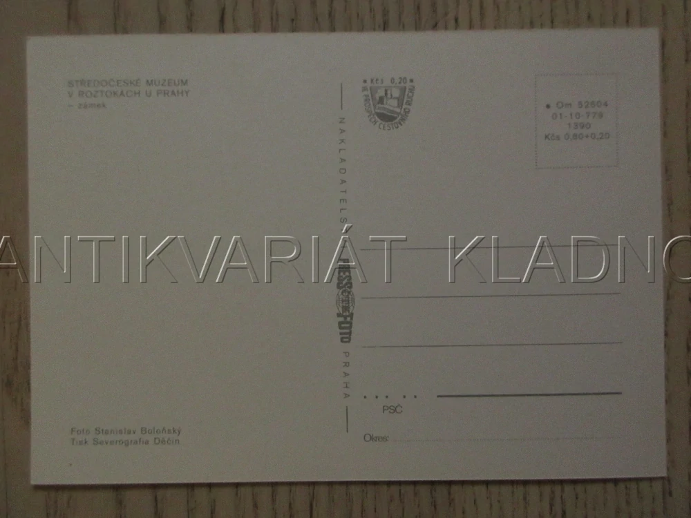 STŘEDOČESKÉ MUZEUM V ROZTOKÁCH U PRAHY, ZÁMEK, OKRES PRAHA-ZÁPAD, POHLEDNICE 1501
