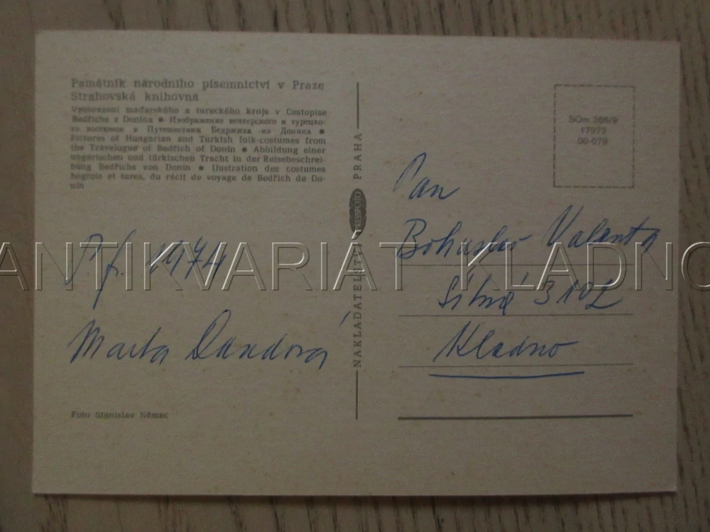 PAMÁTNÍK NÁRODNÍHO PÍSEMNICTVÍ V PRAZE, STRAHOVSKÁ KNIHOVNA, VYOBRAZENÍ MAĎARSKÉHO A TURECKÉHO KROJE V CESTOPISE BEDŘICHA Z DONÍNA, OKRES HL. M. PRAHA, POHLEDNICE 1506