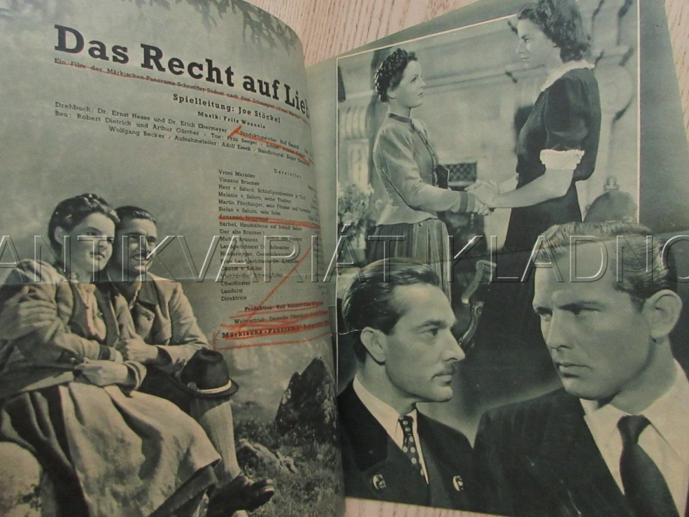 PRÁVO NA LÁSKU, M. SCHNEIDER, V. STAAL, P. WEGENER, FILM NĚM. ŘÍŠE, FILM KURIER VBŠ Č. 3039