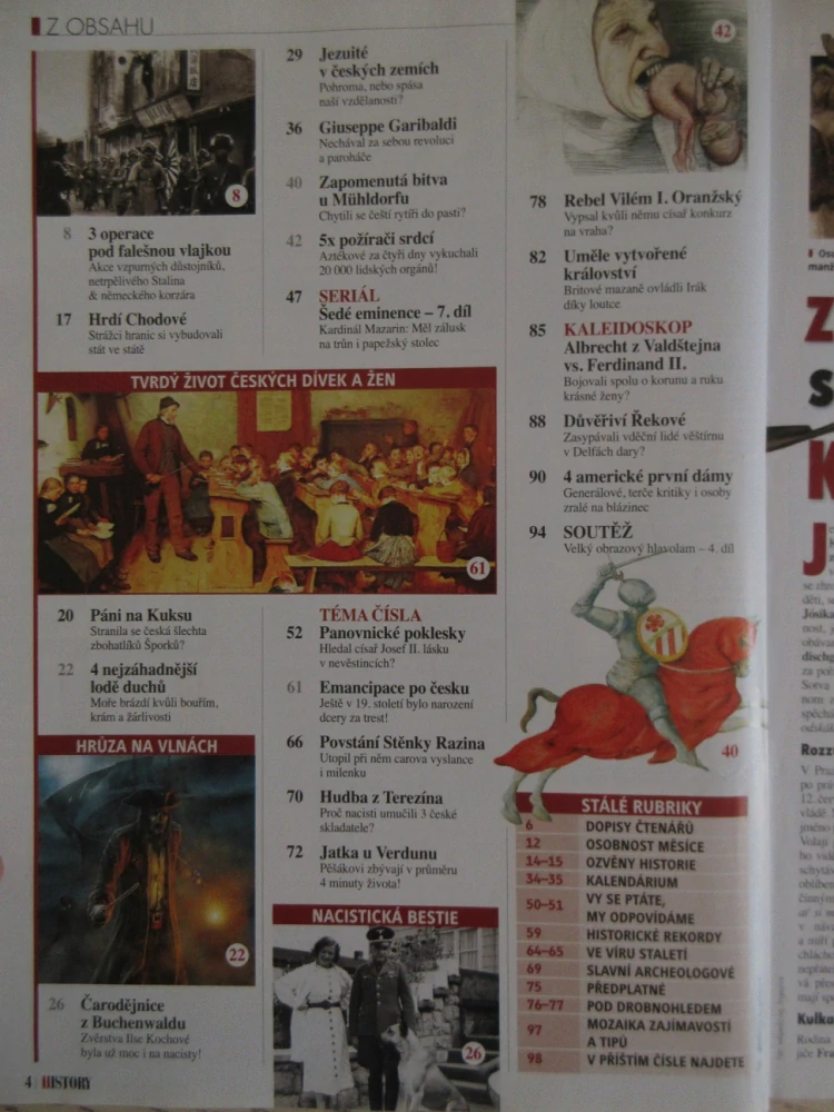 HISTORY REVUE 5/2011, ČASOPIS O HISTORII, HLEDAL ZKLAMANÝ CÍSAŘ JOSEF II. LÁSKU V NEVĚSTINCÍCH?