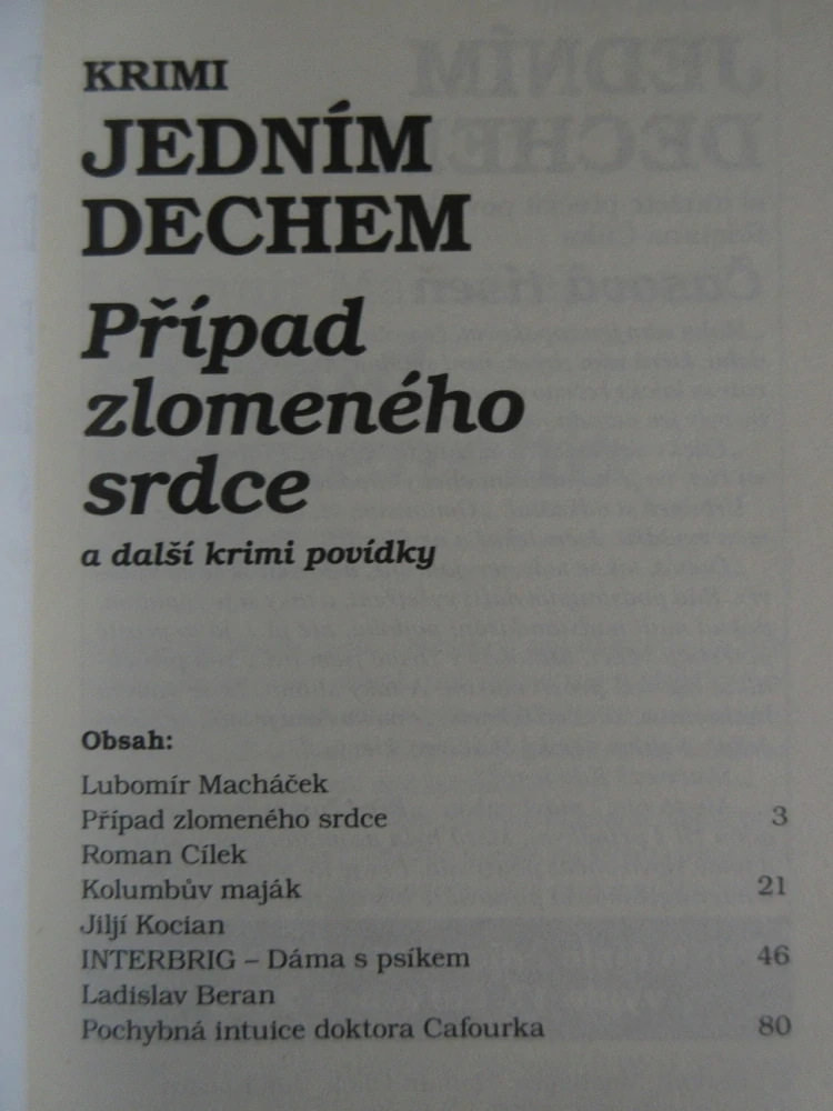 PŘÍPAD ZLOMENÉHO SRDCE A DALŠÍ POVÍDKY, **an