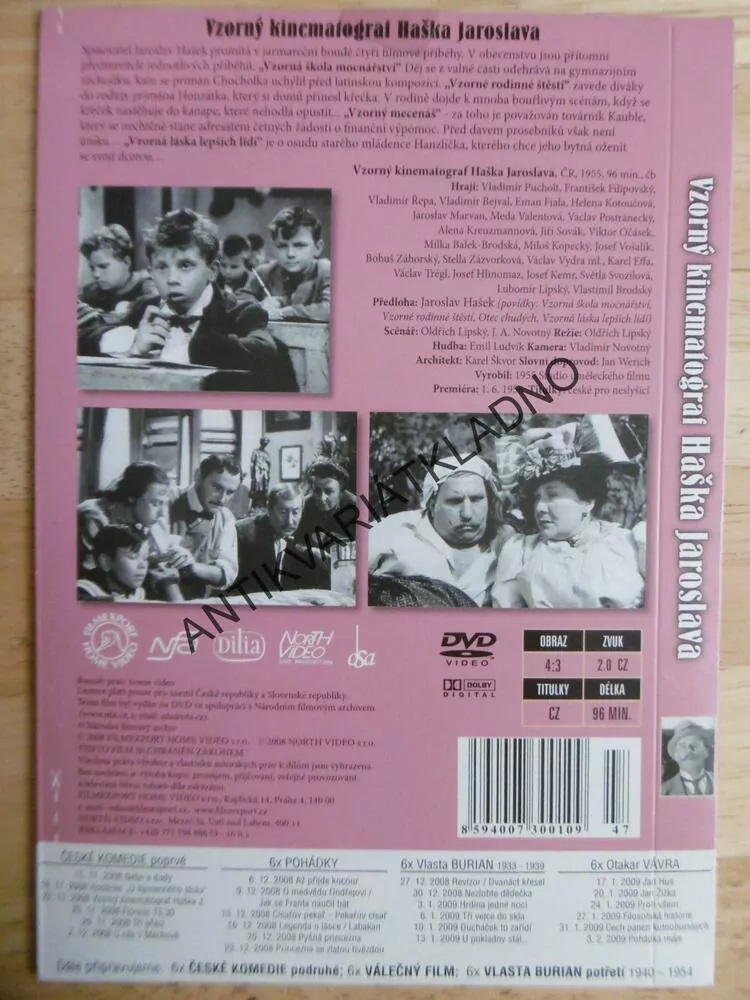 ČESKÉ KOMEDIE,VZORNÝ KINEMATOGRAF HAŠKA JAROSLAVA, DVD FILM