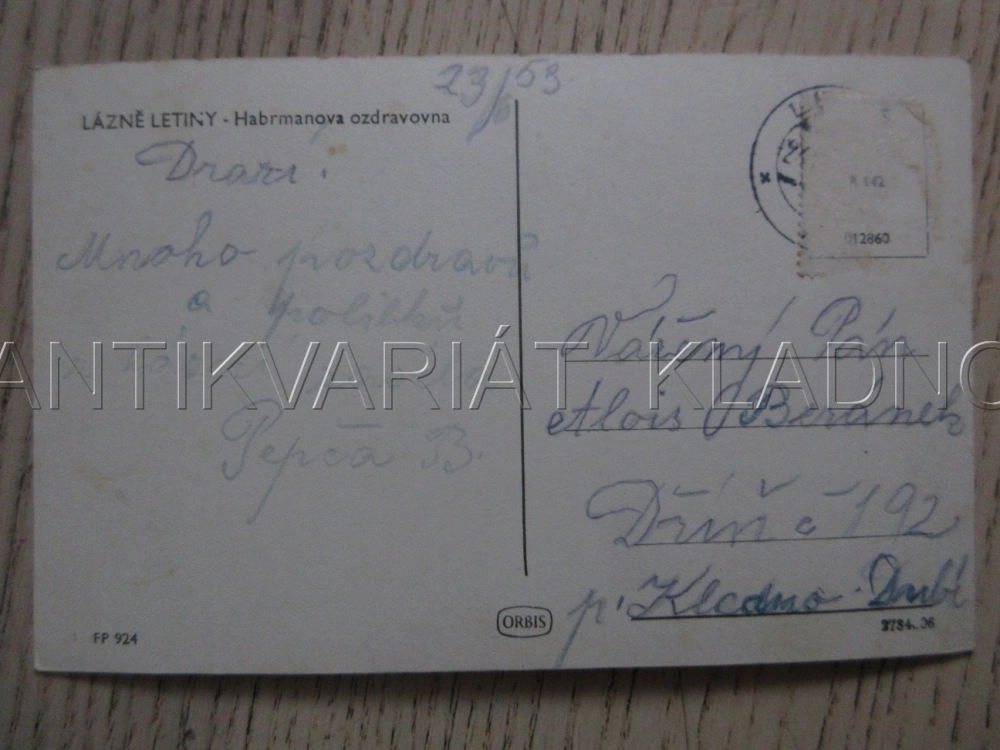 LÁZNĚ LETINY - HABRMANOVA OZDRAVOVNA, OKRES PLZEŇ-JIH, POHLEDNICE 1670