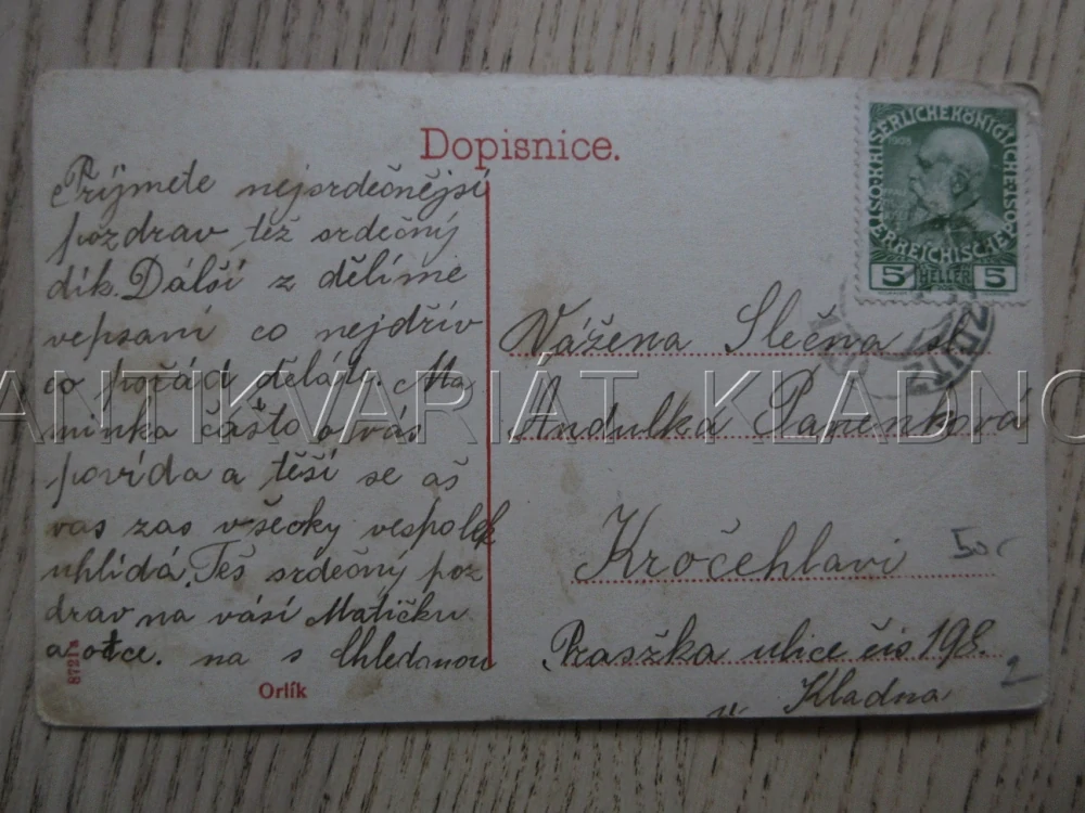 ZÁMEK ORLÍK, OKRES PÍSEK, POHLEDNICE 1684