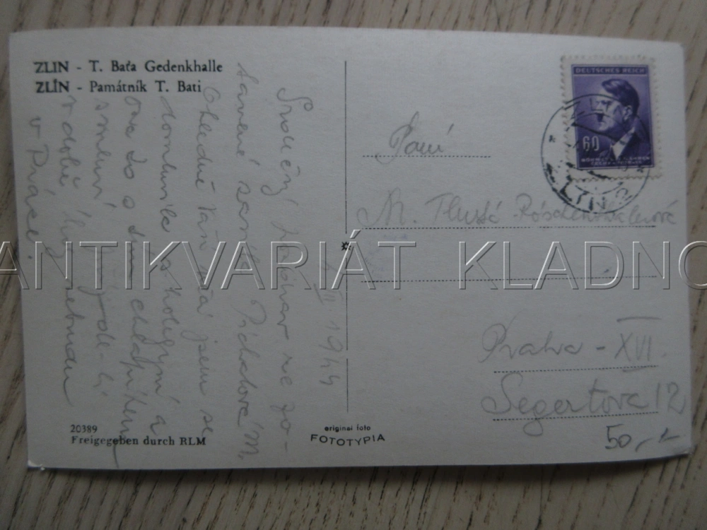 ZLÍN, PAMÁTNÍK TOMÁŠE BATI, OKRES ZLÍN, POHLEDNICE 1697