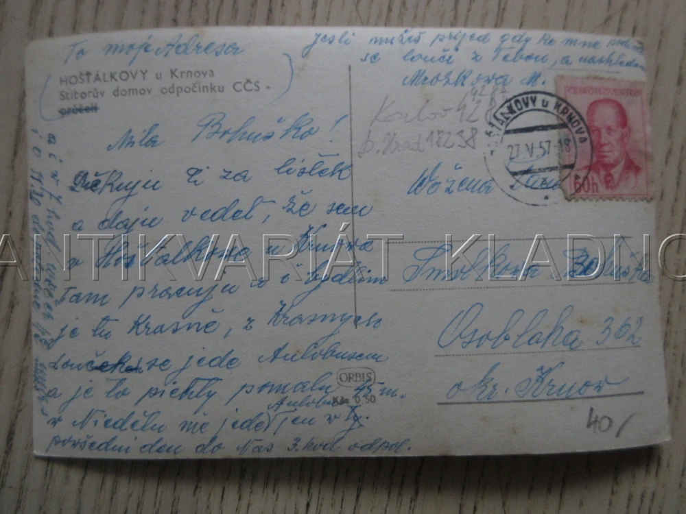 HOŠŤÁLKOVY U KRNOVA, STITORŮV DOMOV ODPOČINKU CČS, OKRES BRUNTÁL, POHLEDNICE 1703