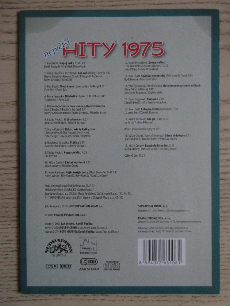 NEJVĚTŠÍ HITY 1975, CD HUDBA