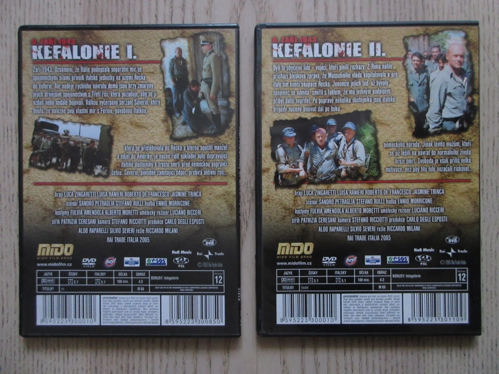 KEFALONIE, L. ZINGARETTI, C. FORTUNA, 8. ZÁŘÍ 1943, ČÁST 1+2, DVD FILM VÁLKA