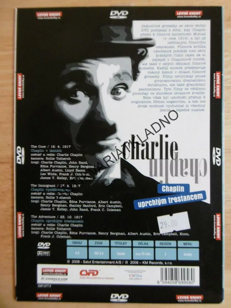 CHARLIE CHAPLIN UPRCHLÝM TRESTANCEM, DVD FILM