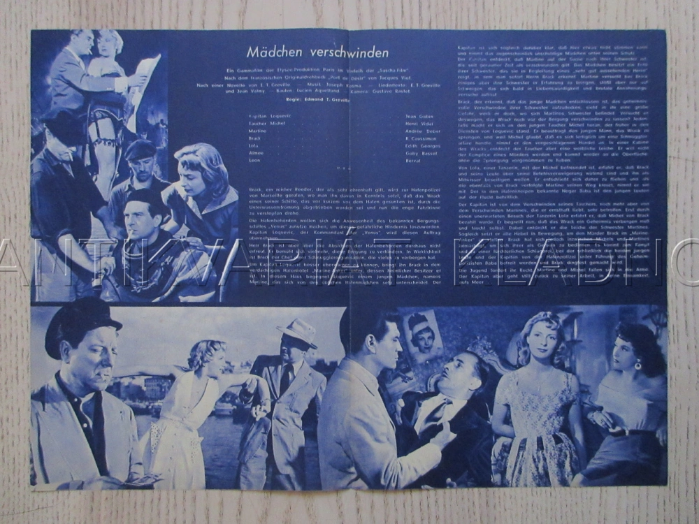MÄDCHEN VERSCHWINDEN, J. GABIN, BIO PROGRAM ČŠ-2 Č. 6