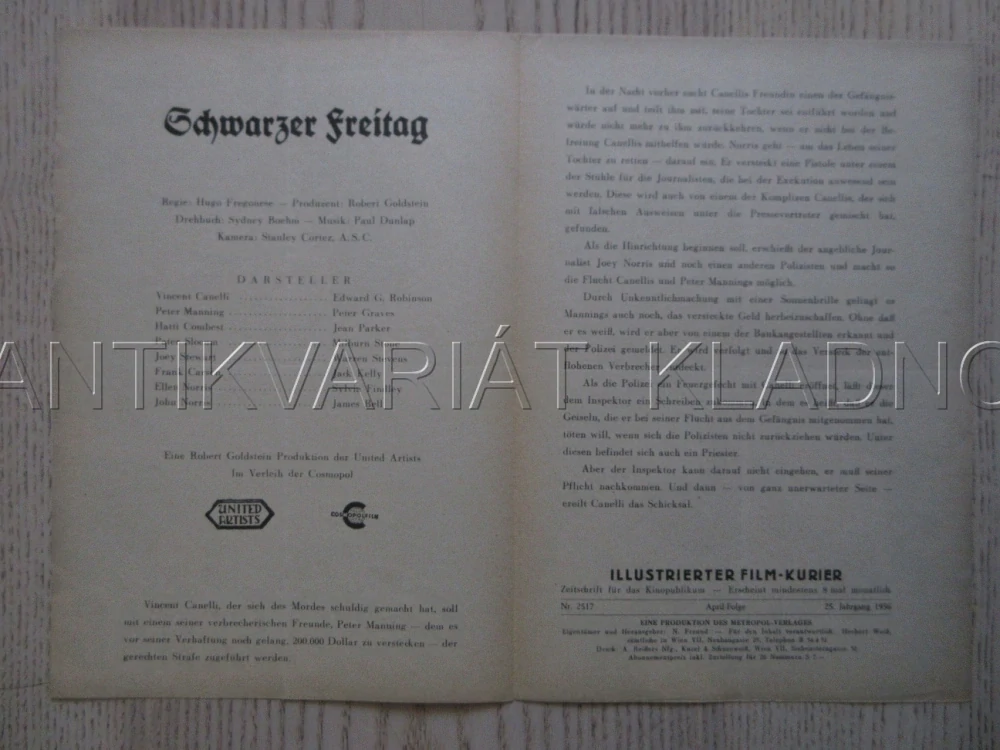 SCHWARZER FREITAG, E. G. ROBINSON, BIO PROGRAM ČŠ-2 Č. 18